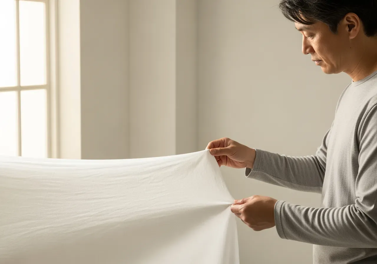 Vit fukttransporterande bomullskypert och krympning