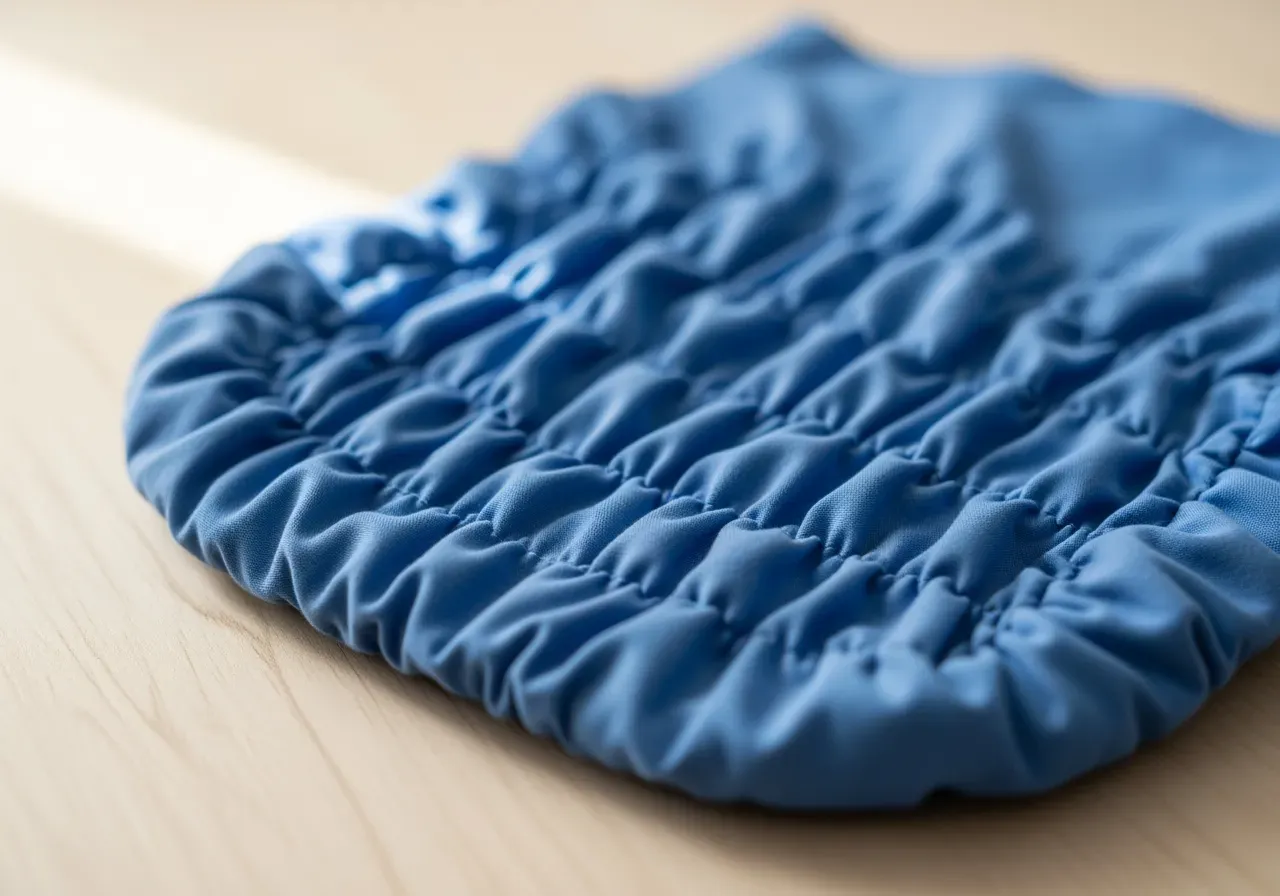 Krympning i blå bomullspoplin