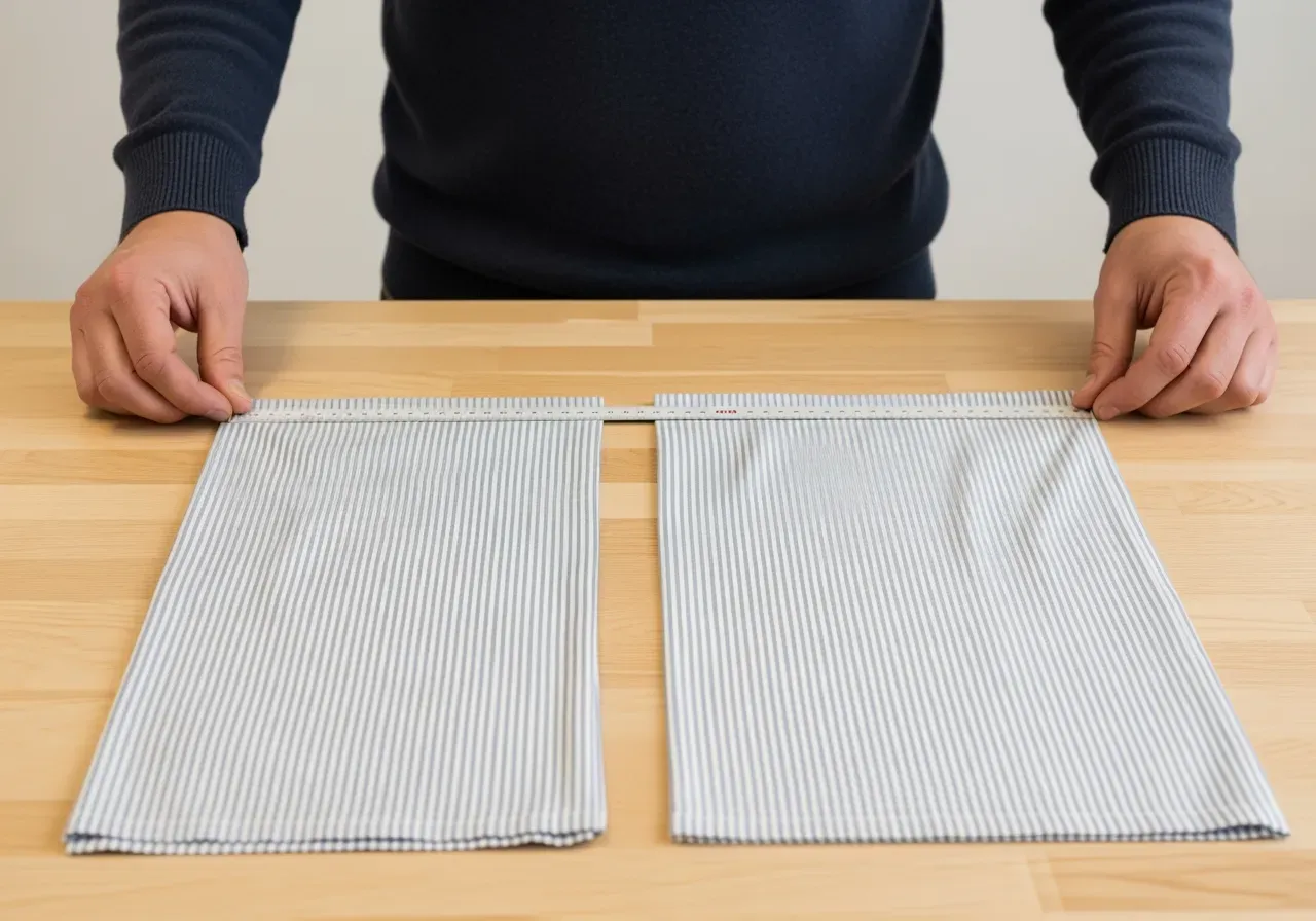 Krympning av randig bomullspoplin