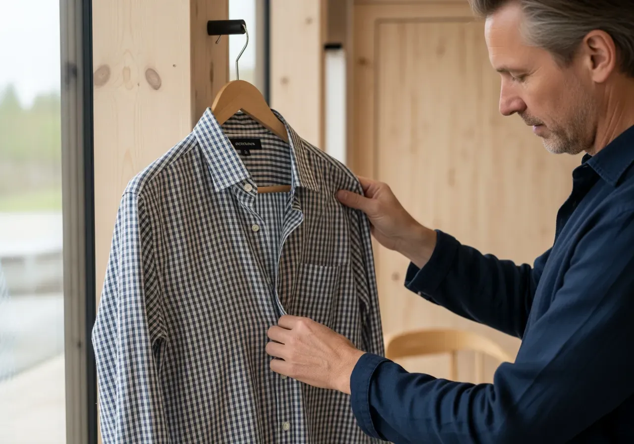 Randigt och smårutat linne skjorttyg