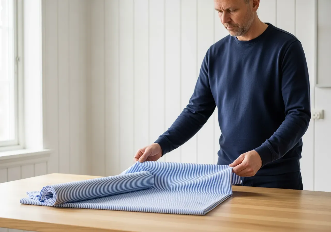 Ljusblå randig poplin för skjortor