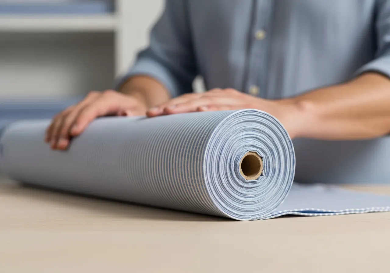 Ljusblå randig poplin för skjortor