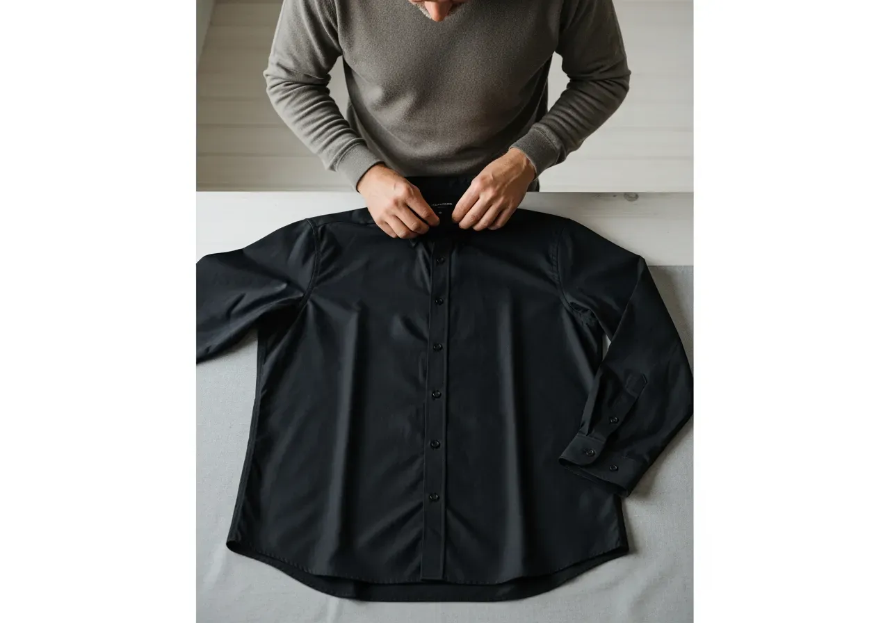 Svart poplin skjorta utan ludd