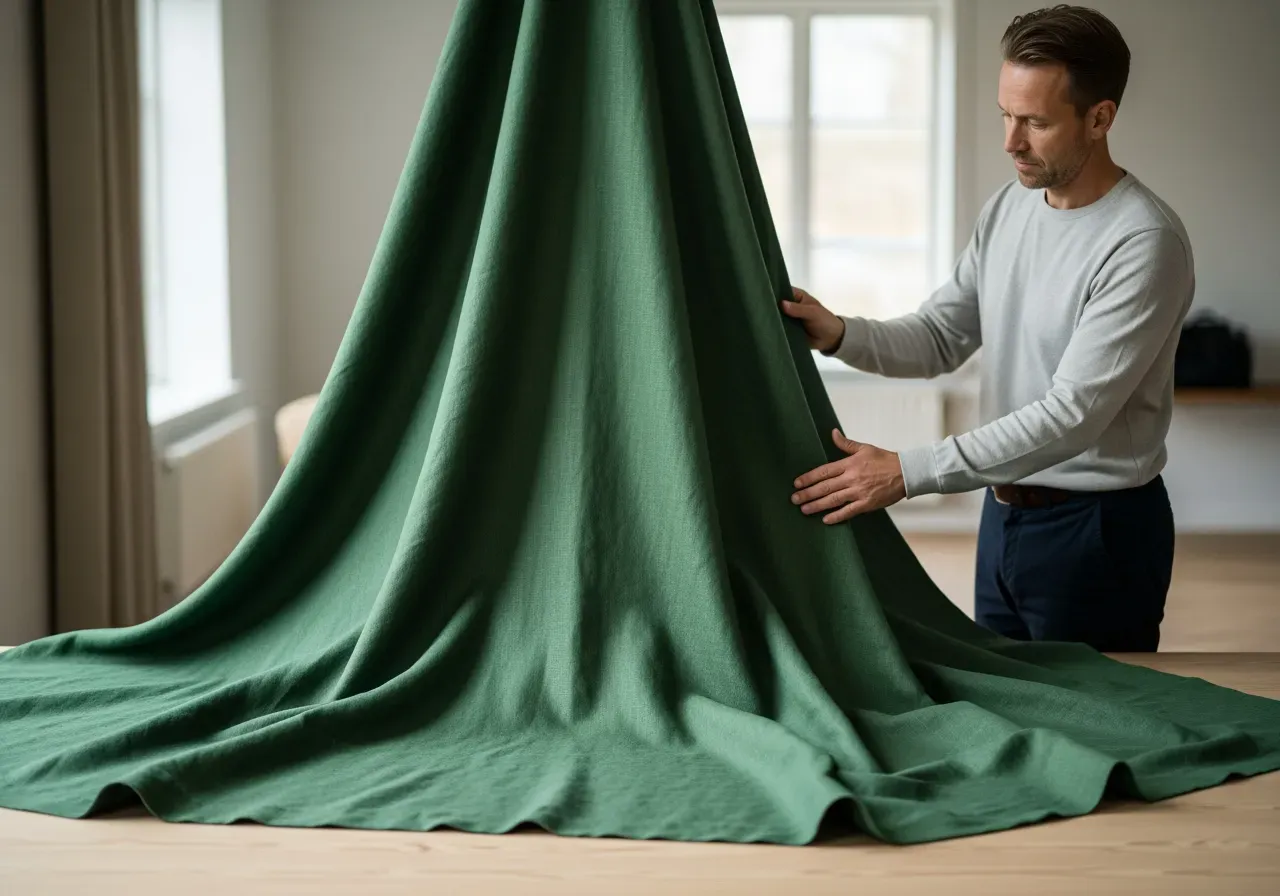 Grönt normandiskt linne för skjortor