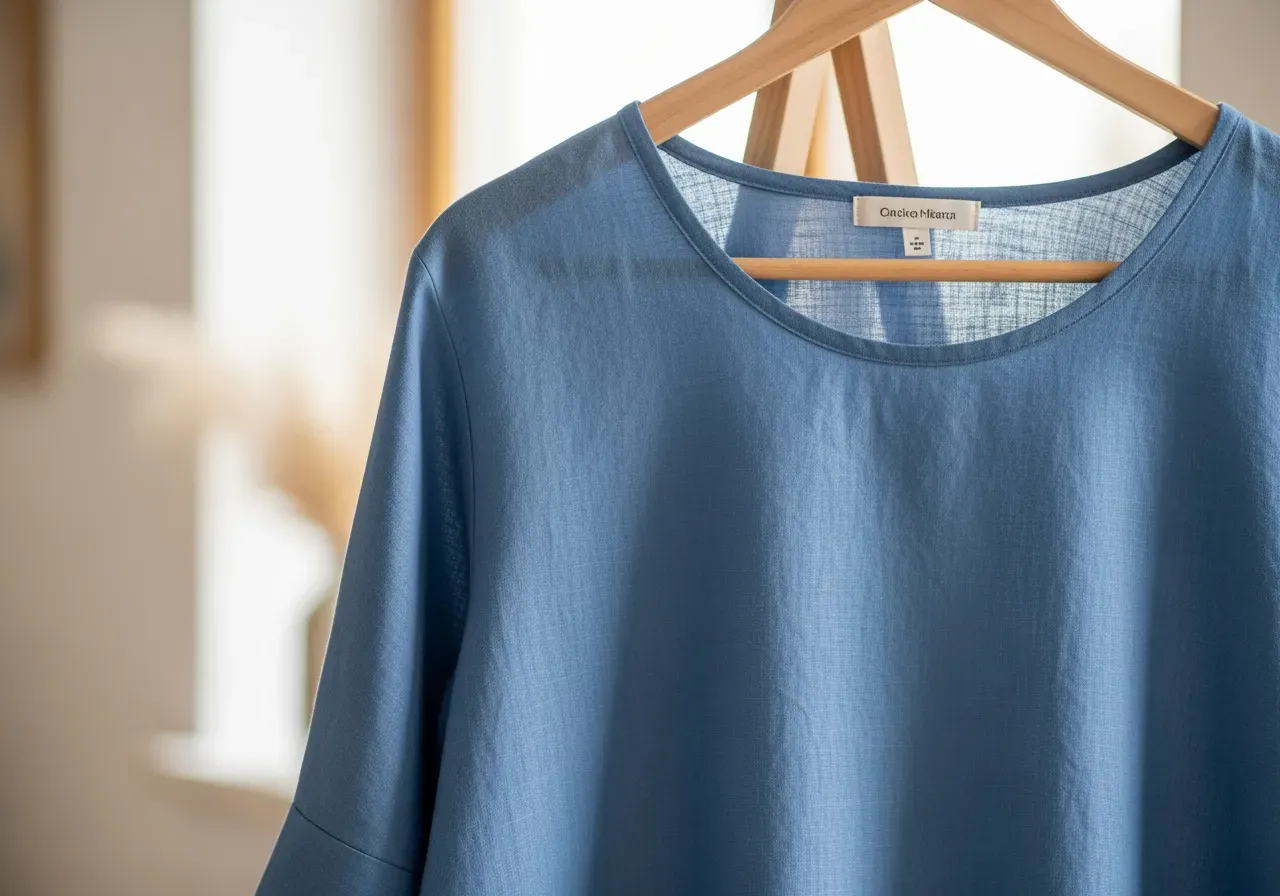 Blått zefyrlinne i mjuka skjortor