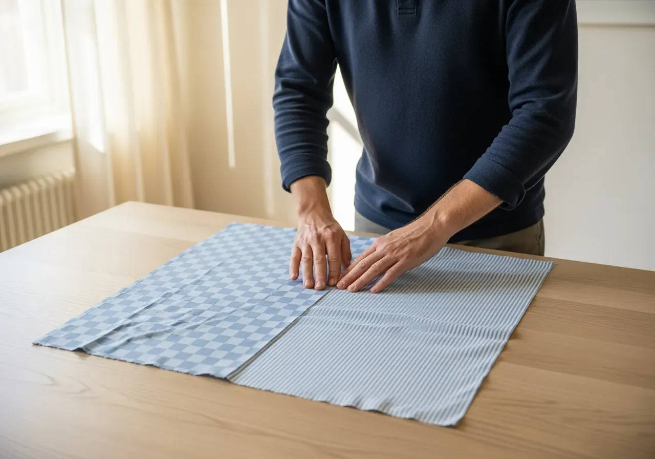 Mönsterpassning ljusblå poplin rutigt randigt