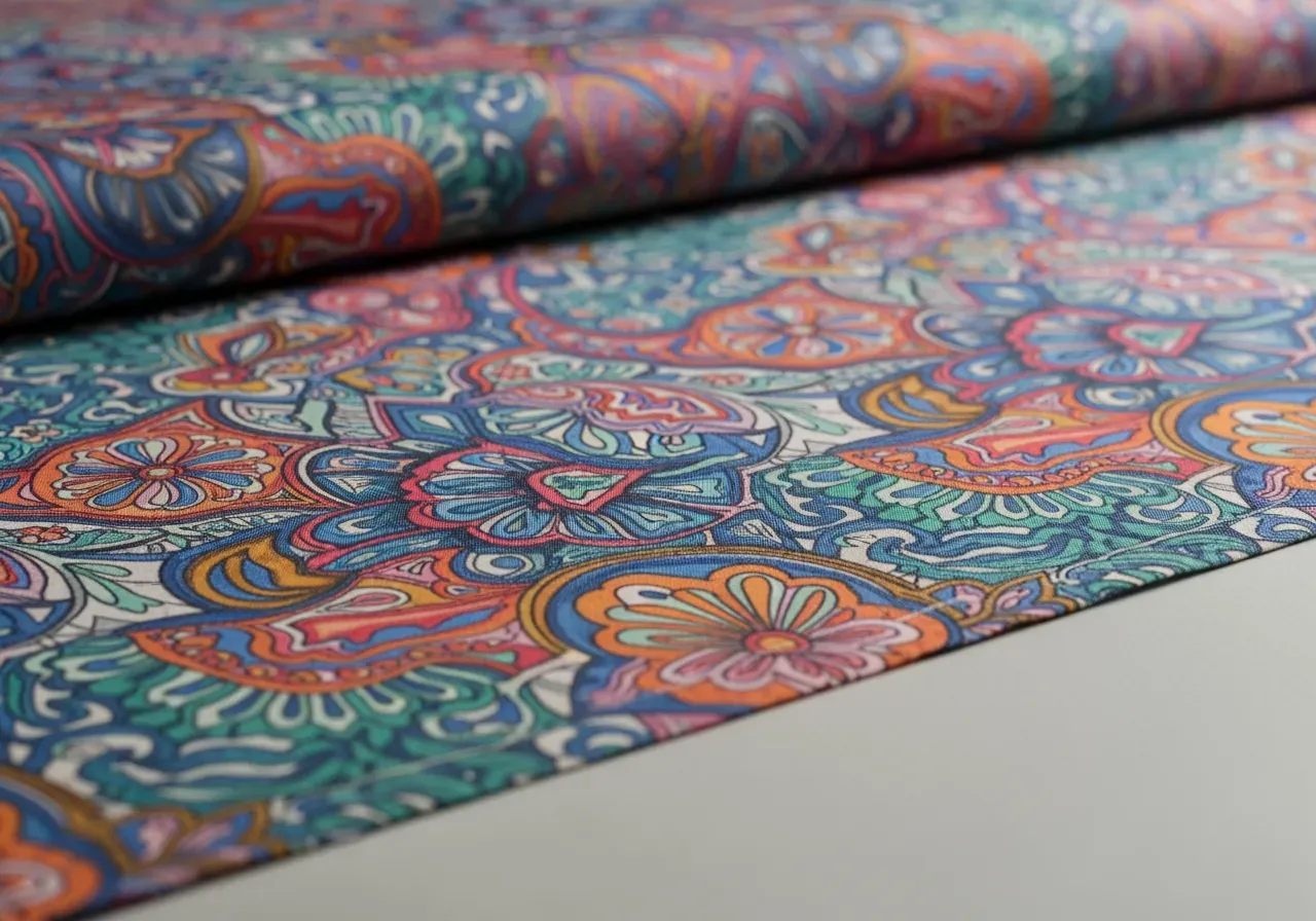 Mönstrad bomullspoplin med skarp mönsterbild