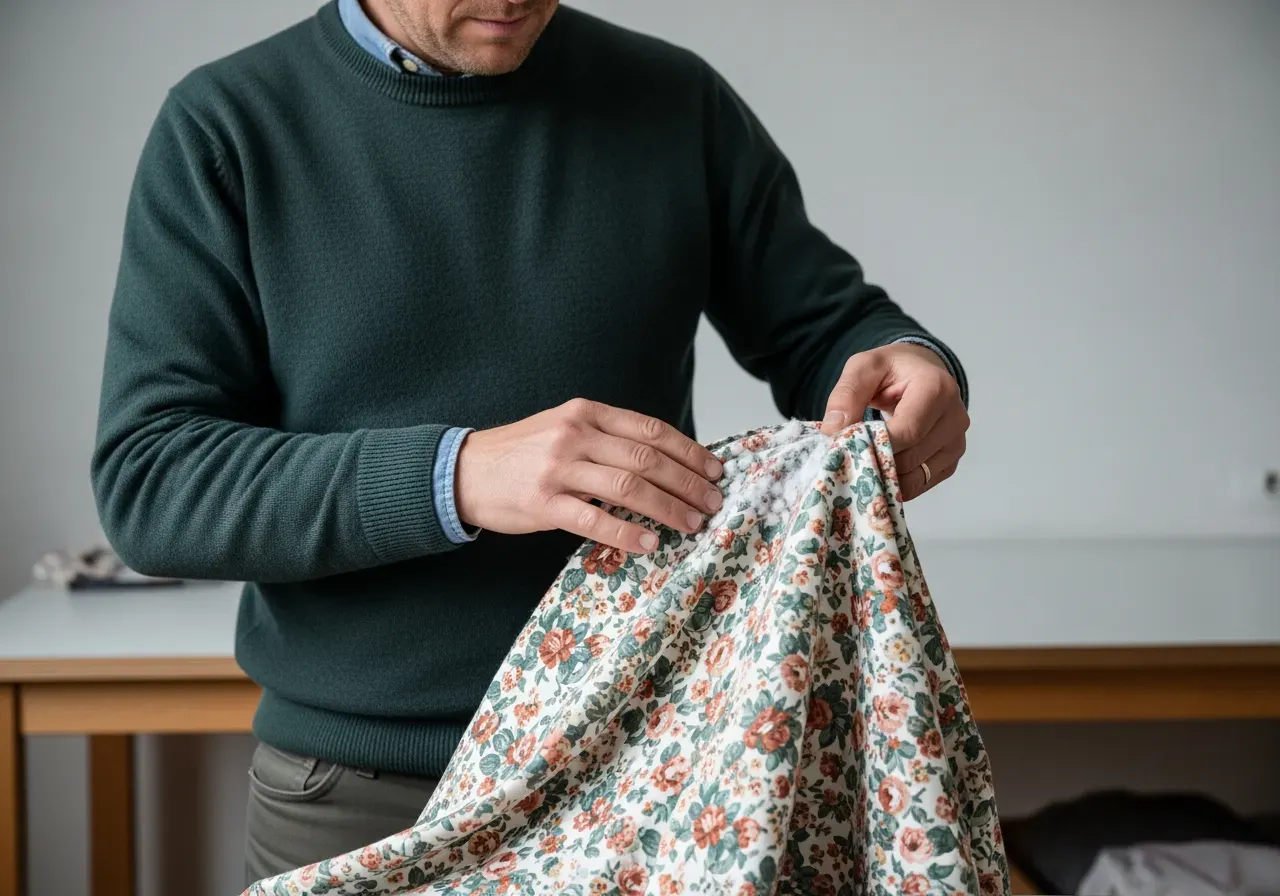 Noppbildning i blommig bomullspoplin