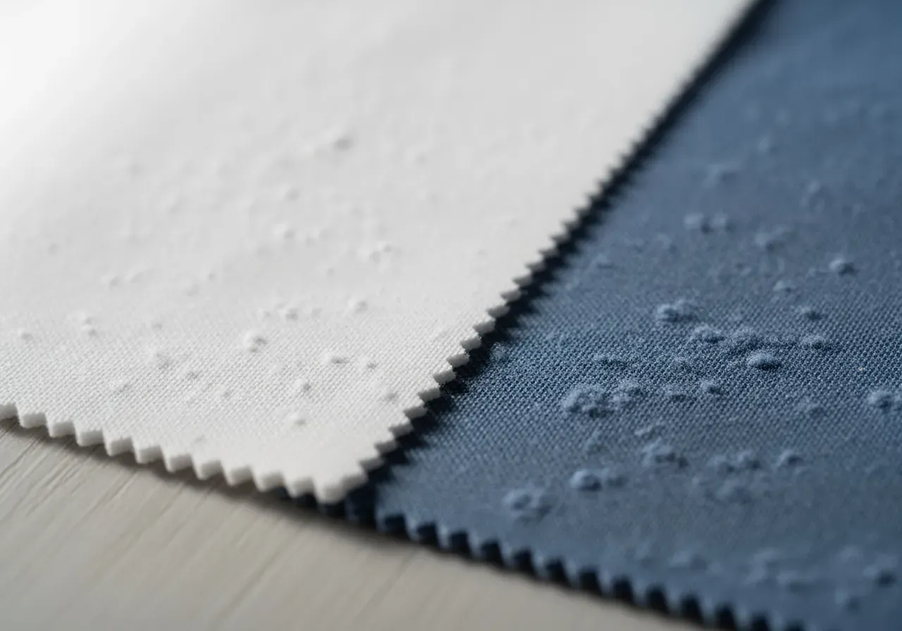 Noppbildning i vit poplin och blå oxford