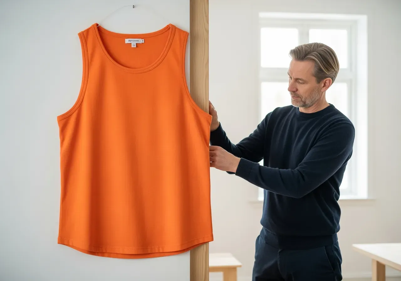 Orange bomullslinne i skjorttyg