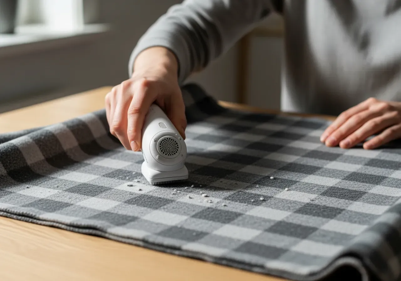 Noppning grå rutig flanell