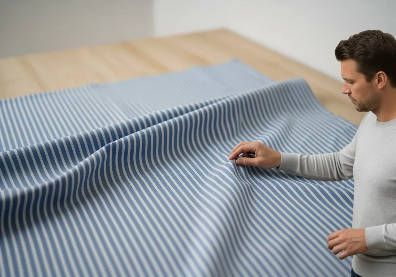 Blå randig poplin för skjortor