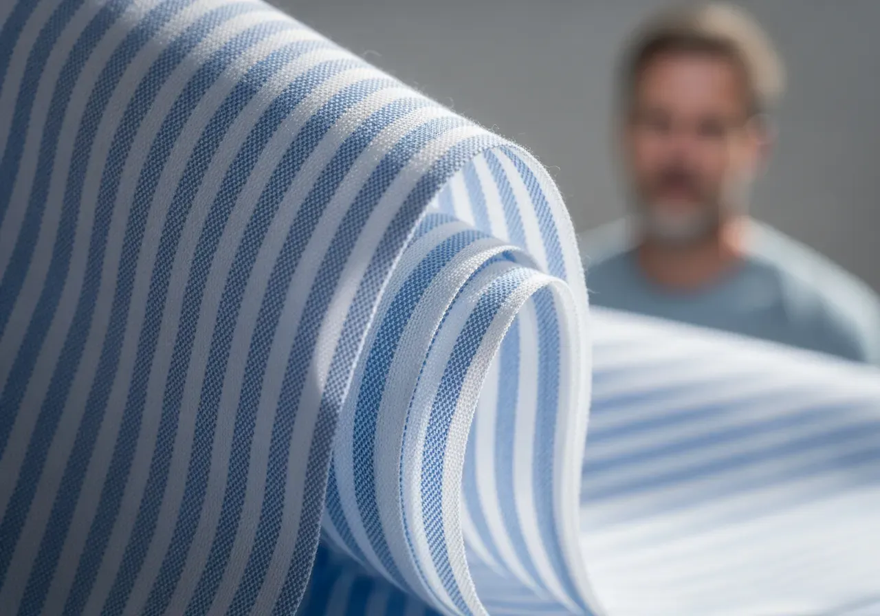 Ljusblå poplinrand och genomskinlighet