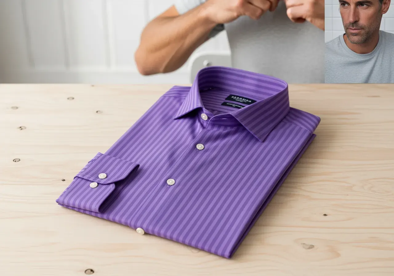 Lila randig skjorta i stretchpoplin