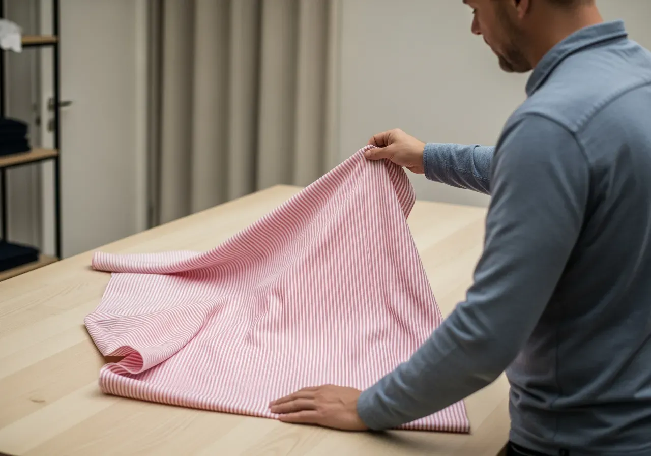 Rosa randig poplin för skjortor