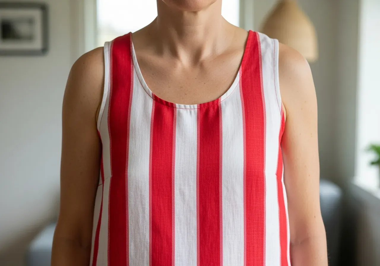 Rött randigt linne i skjortor