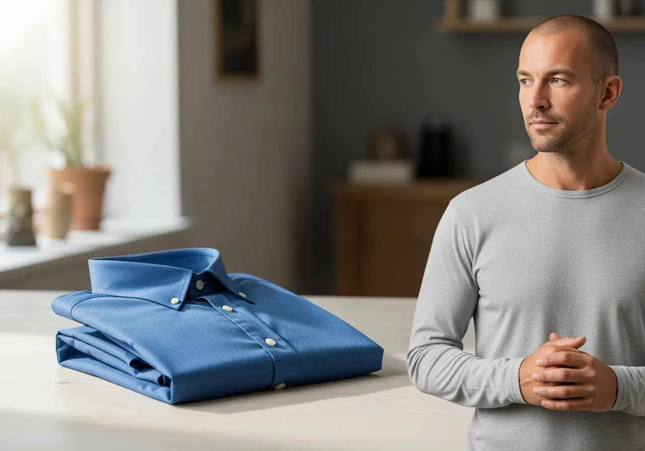 Skrynkelfri blå oxfordskjorta andning