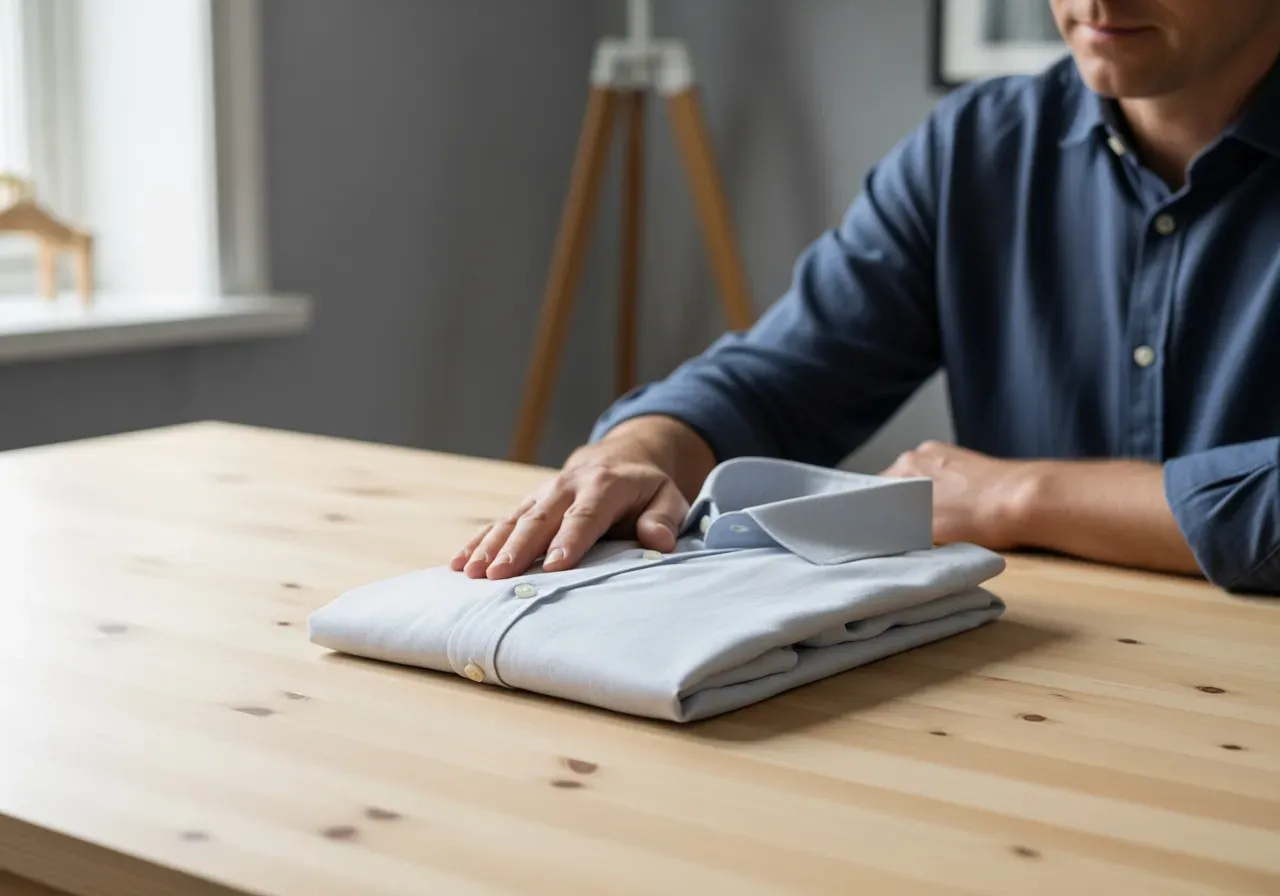 Skrynkelhantering för bomullslinne skjorta