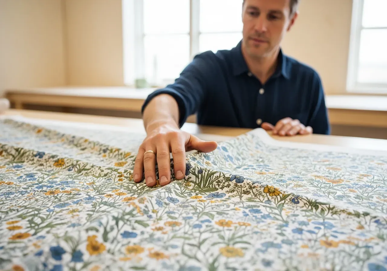 Slitstyrka i blommig bomullspoplin