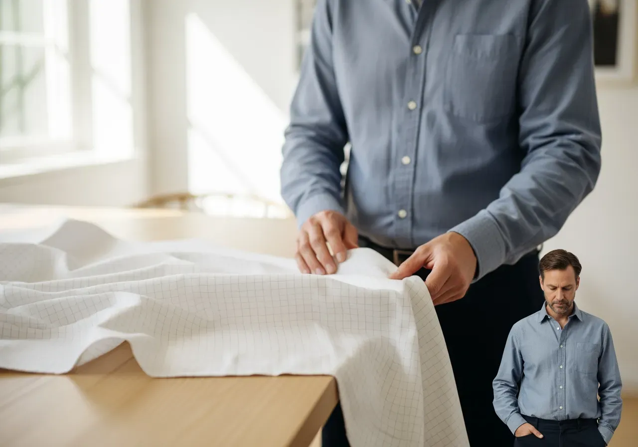 Vit smårutig poplin egyptisk bomull