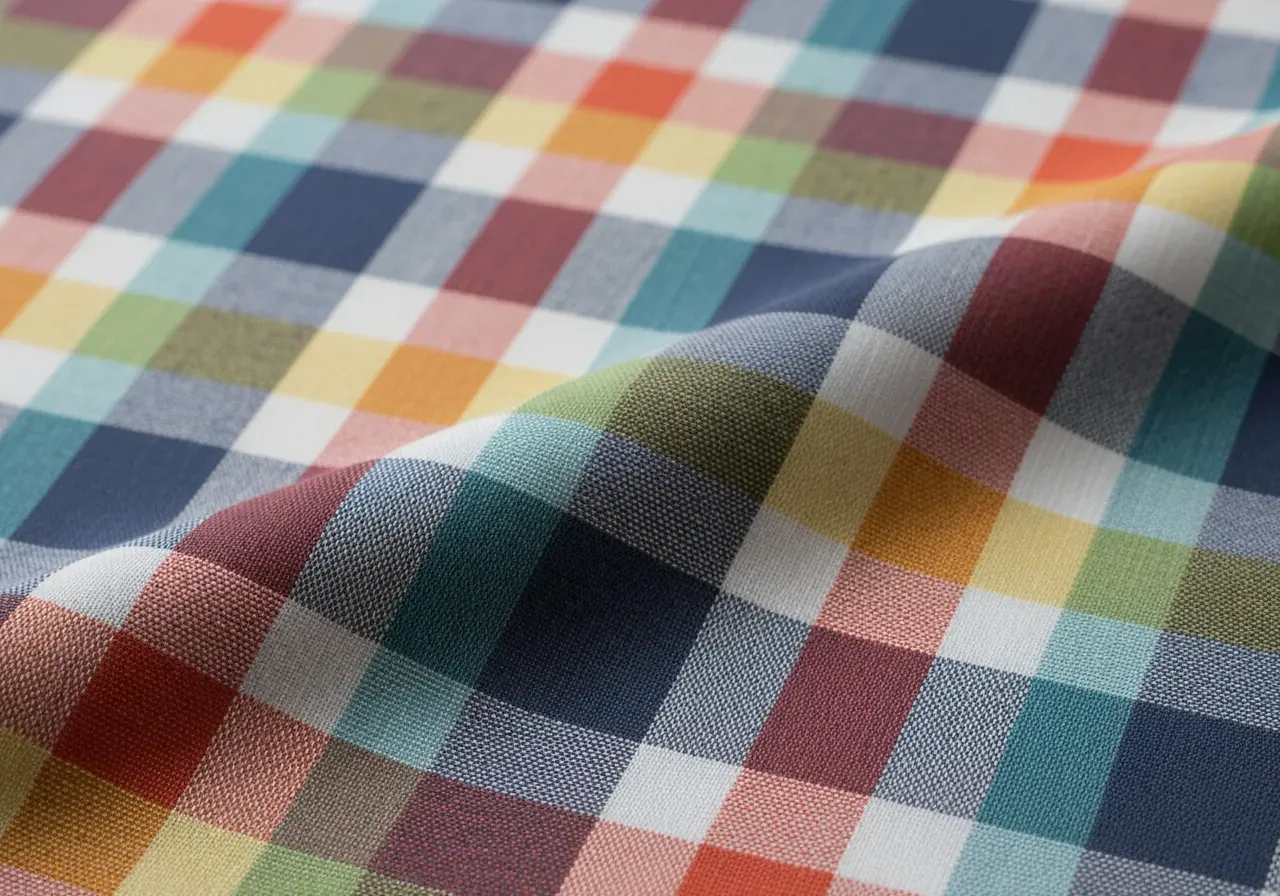 Flerfärgad storrutig poplin för skjortor