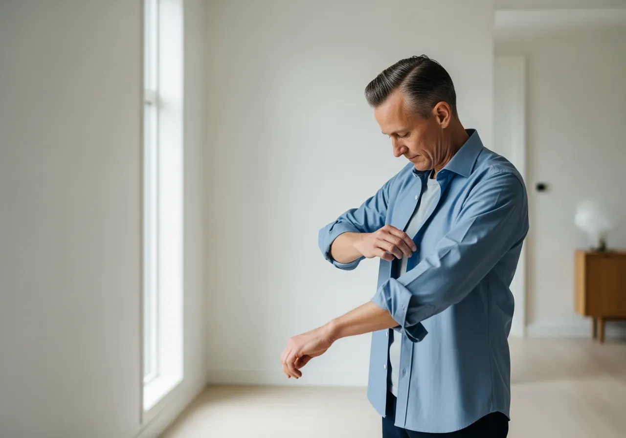 Person provar skjorta i poplin